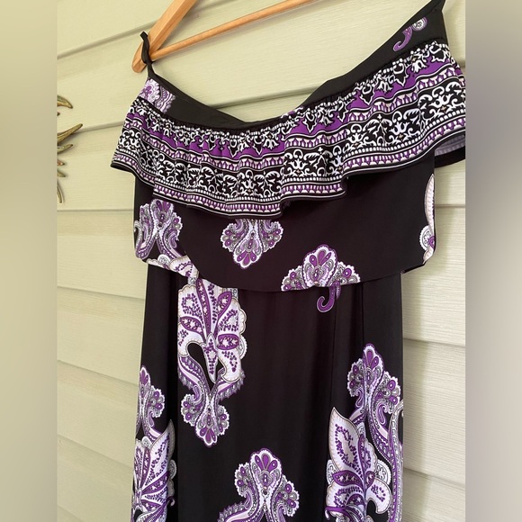 White House Black Market Strapless Dress with Purple Accents - Picture 9 of 13